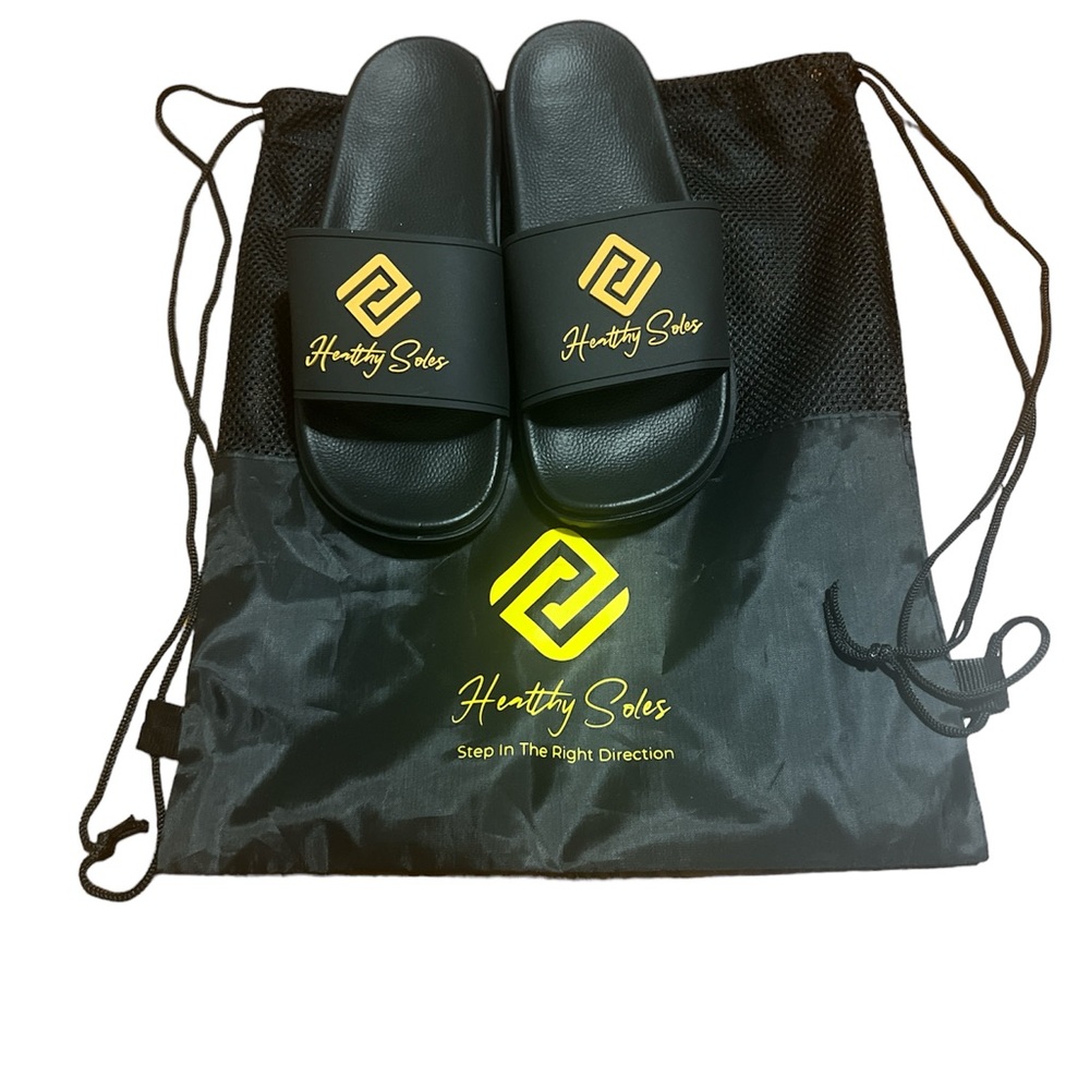 Healthy Soles Royalty Slide Black Sz 10